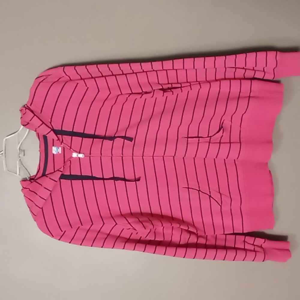 SJB Active Pink w Black Striped Full Zip Hooded Sweatshirt XL